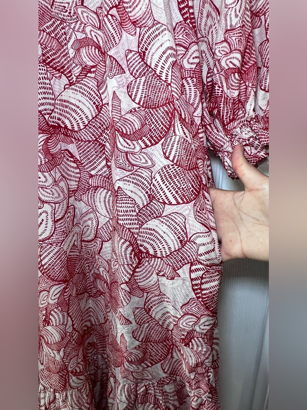 Gilner Farar Floral Puff-Sleeve Maxi Dress in Rose Red Size M NWT . - Picture 4 of 11